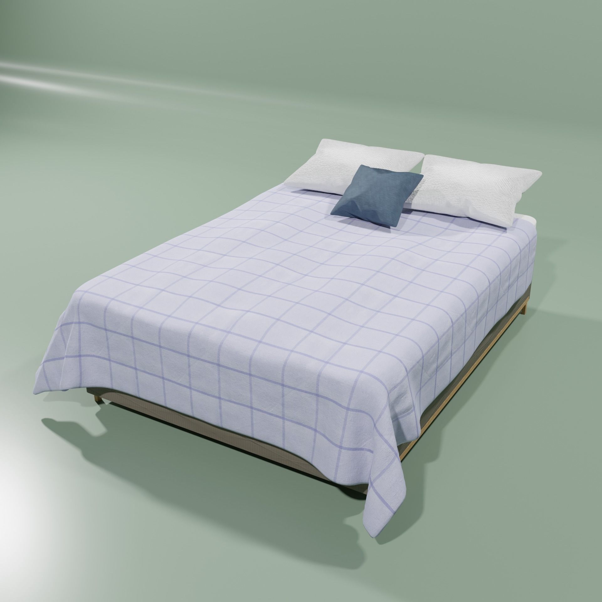 Full Size Bed Low-poly 3D model_1