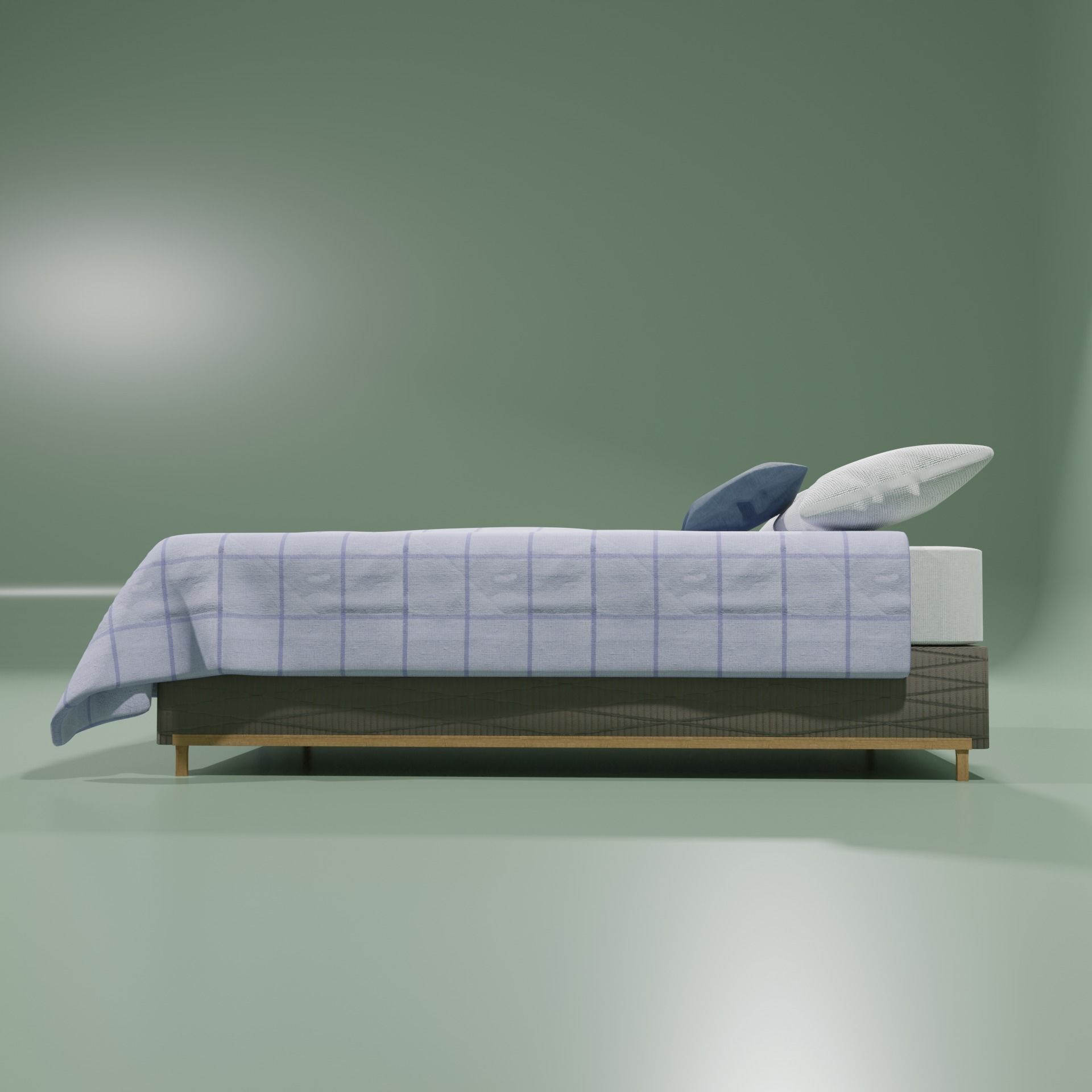 Full Size Bed Low-poly 3D model_5