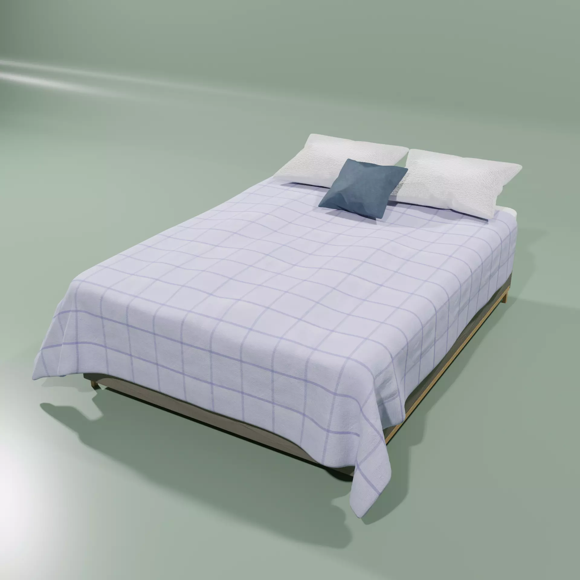Full Size Bed Low-poly 3D model_0