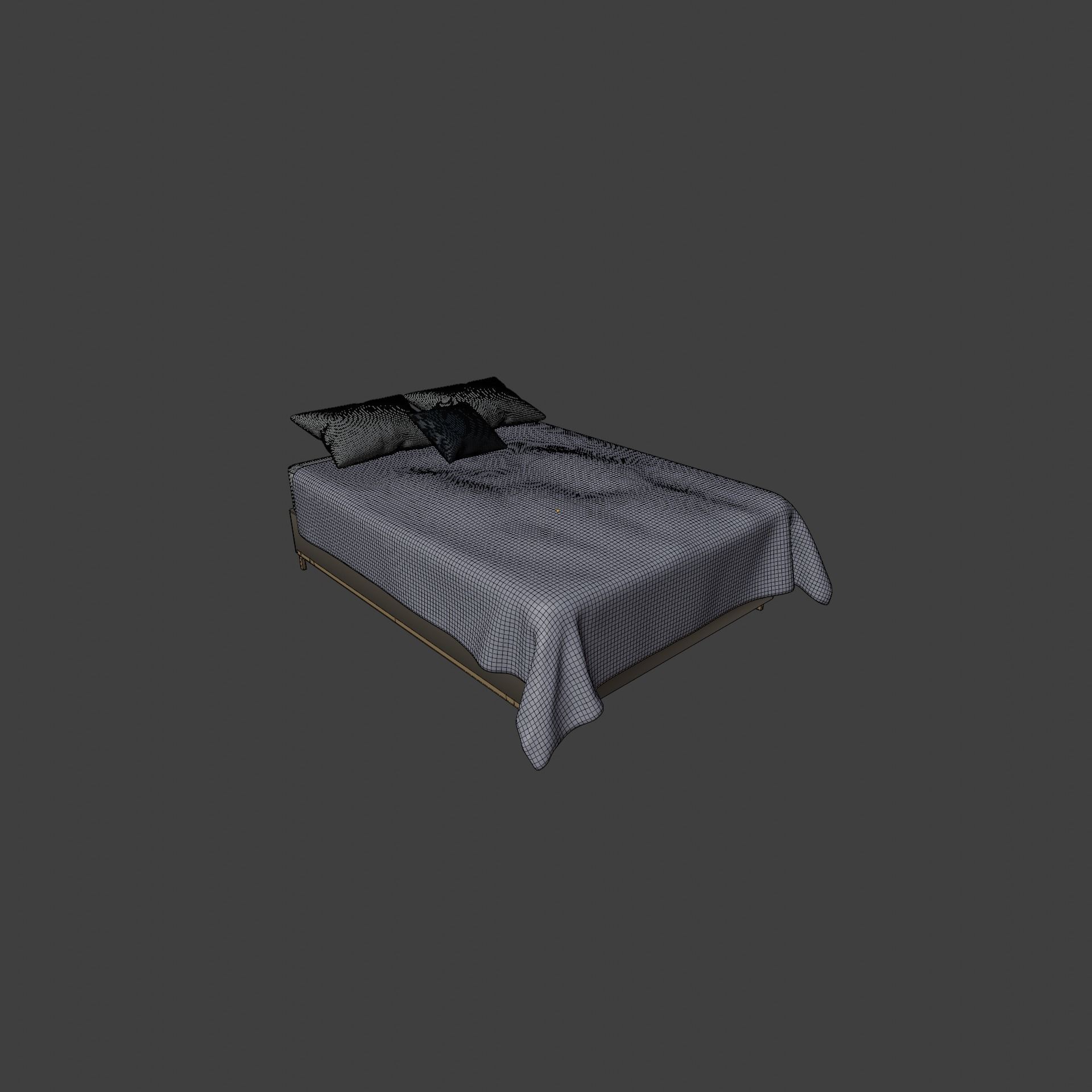 Full Size Bed Low-poly 3D model_7