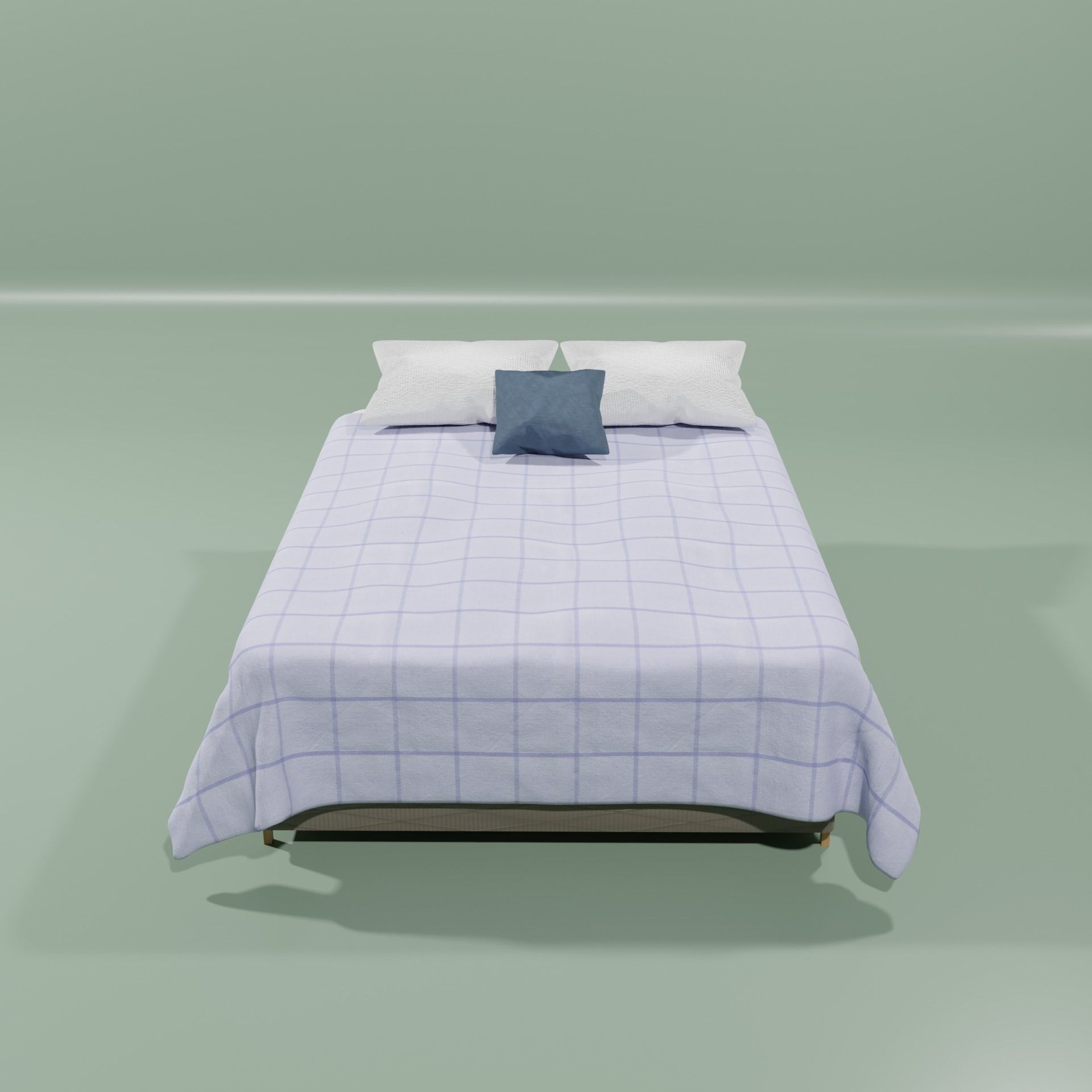 Full Size Bed Low-poly 3D model_4