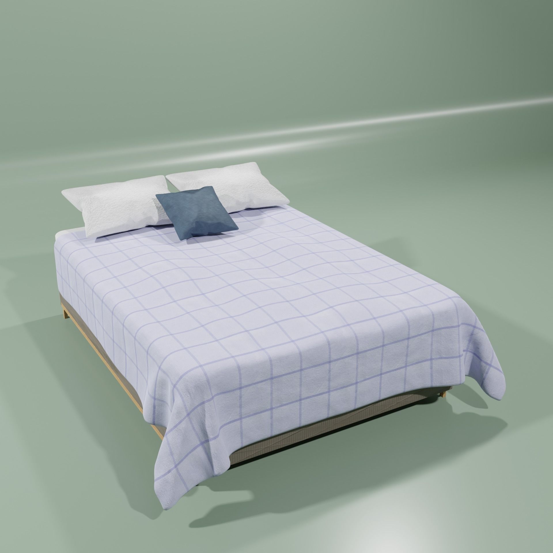 Full Size Bed Low-poly 3D model_2