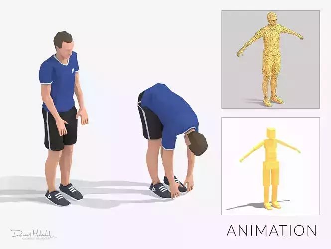 Slopes Exercise Man Animation Low-poly 3D model