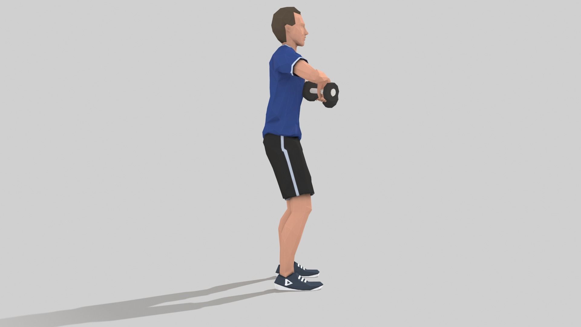Squats weight  Exercise Man Animation Low-poly 3D model_10
