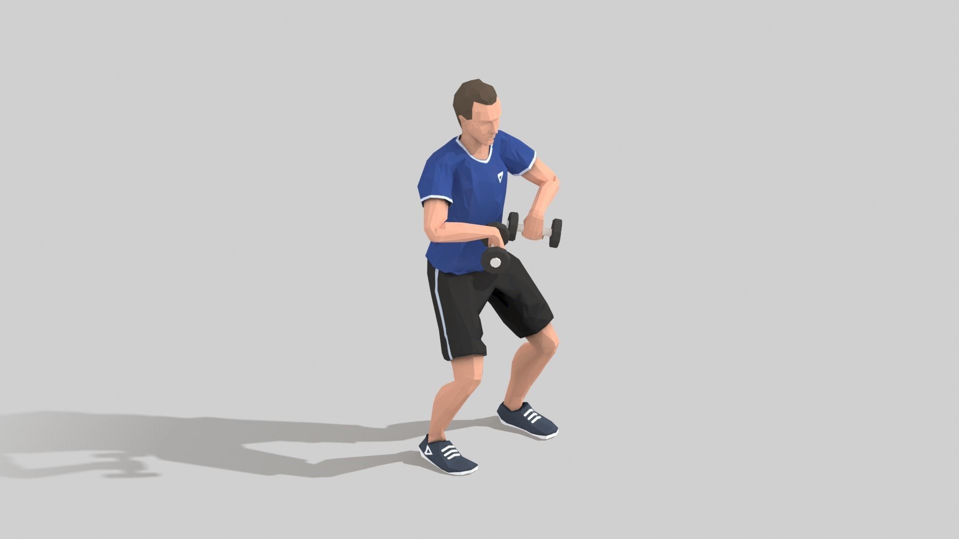 Squats weight  Exercise Man Animation Low-poly 3D model_3