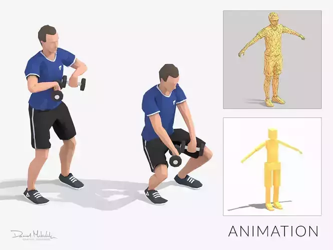Squats weight  Exercise Man Animation