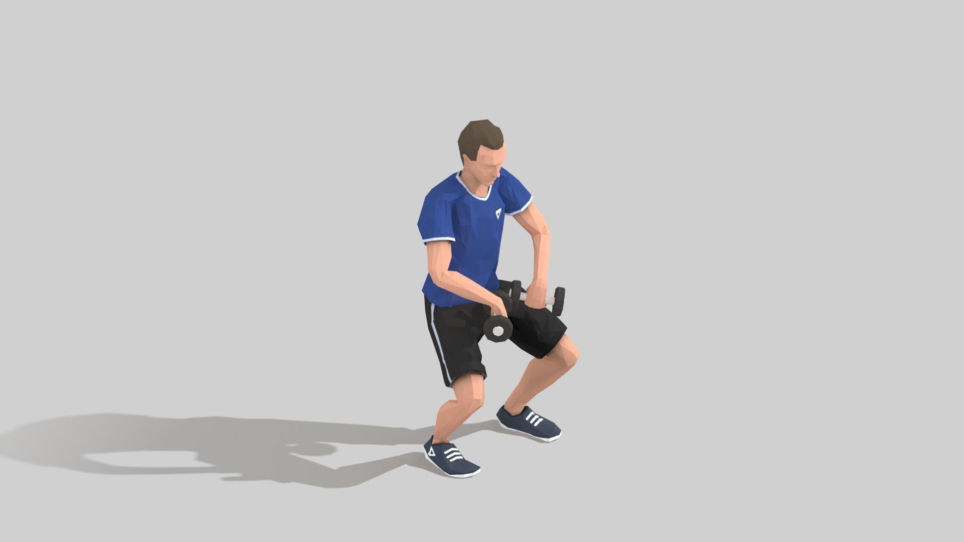 Squats weight  Exercise Man Animation Low-poly 3D model_2