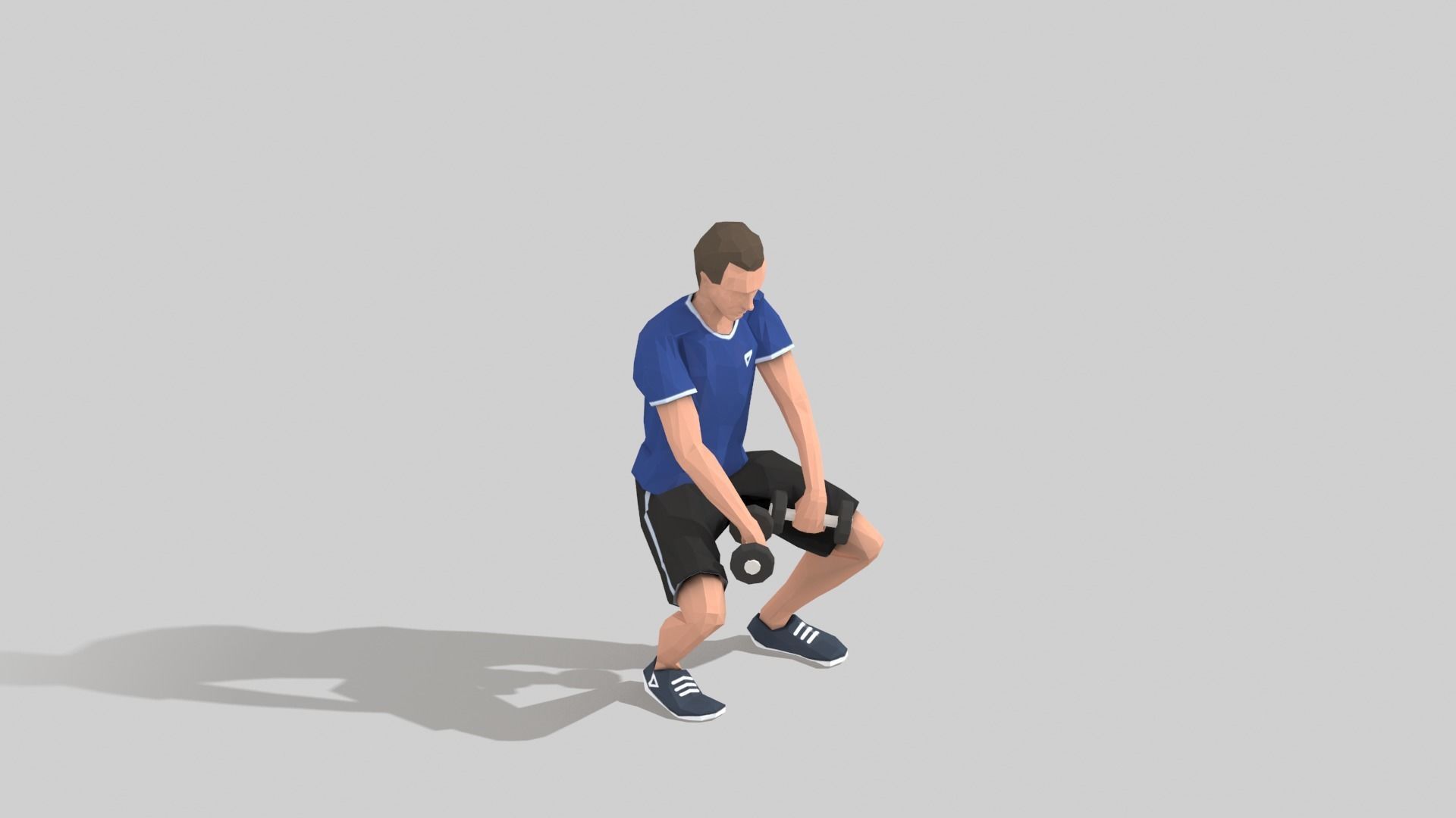 Squats weight  Exercise Man Animation Low-poly 3D model_1