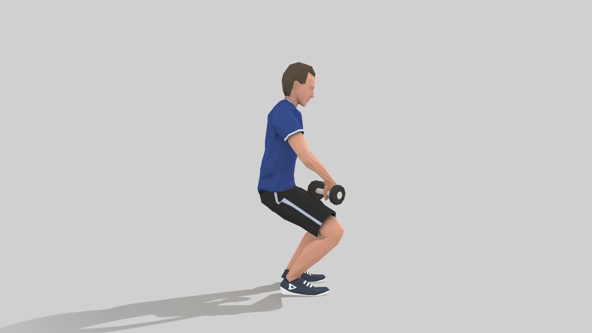 Squats weight  Exercise Man Animation Low-poly 3D model_7