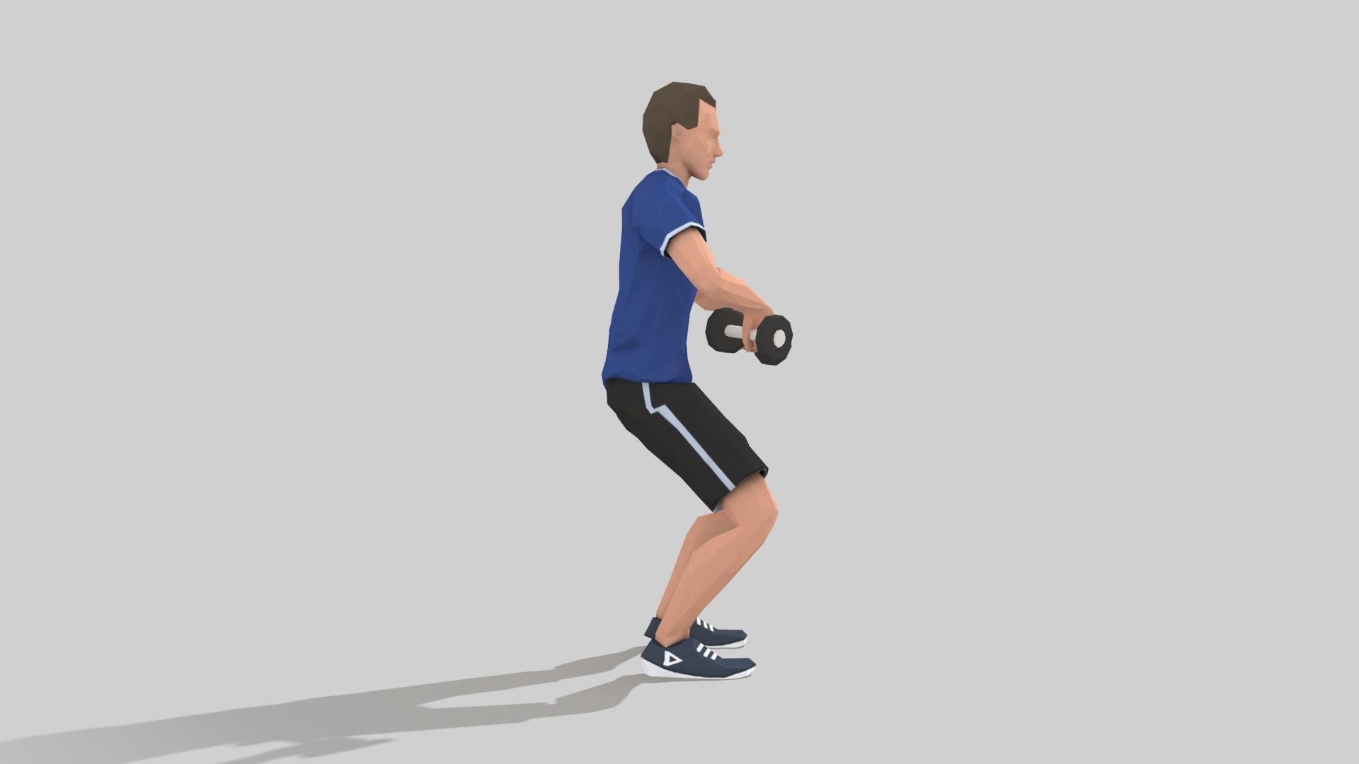 Squats weight  Exercise Man Animation Low-poly 3D model_8