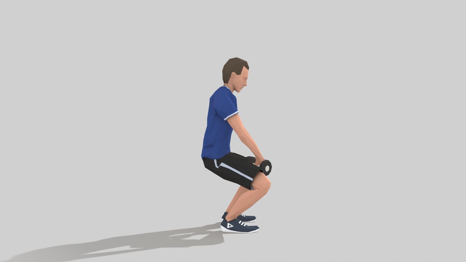 Squats weight  Exercise Man Animation Low-poly 3D model_6
