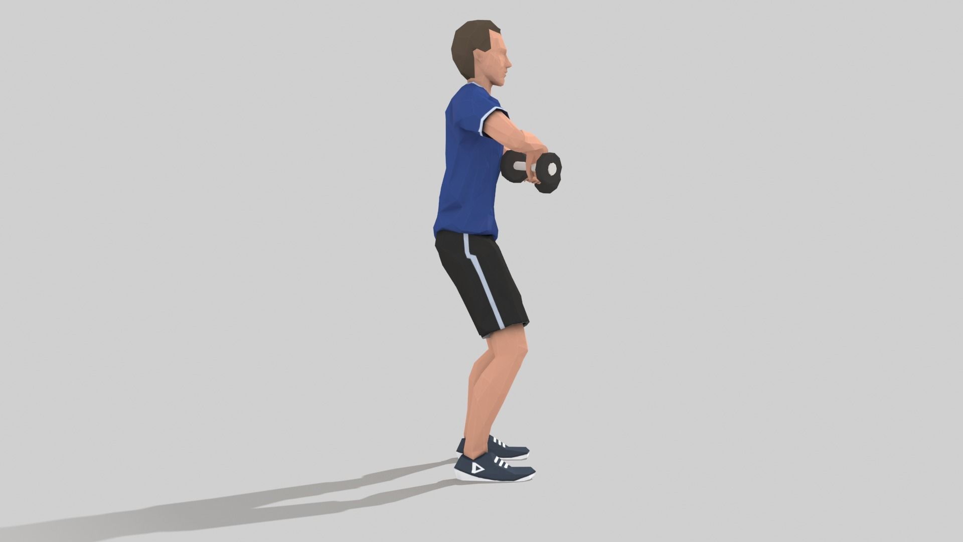 Squats weight  Exercise Man Animation Low-poly 3D model_9