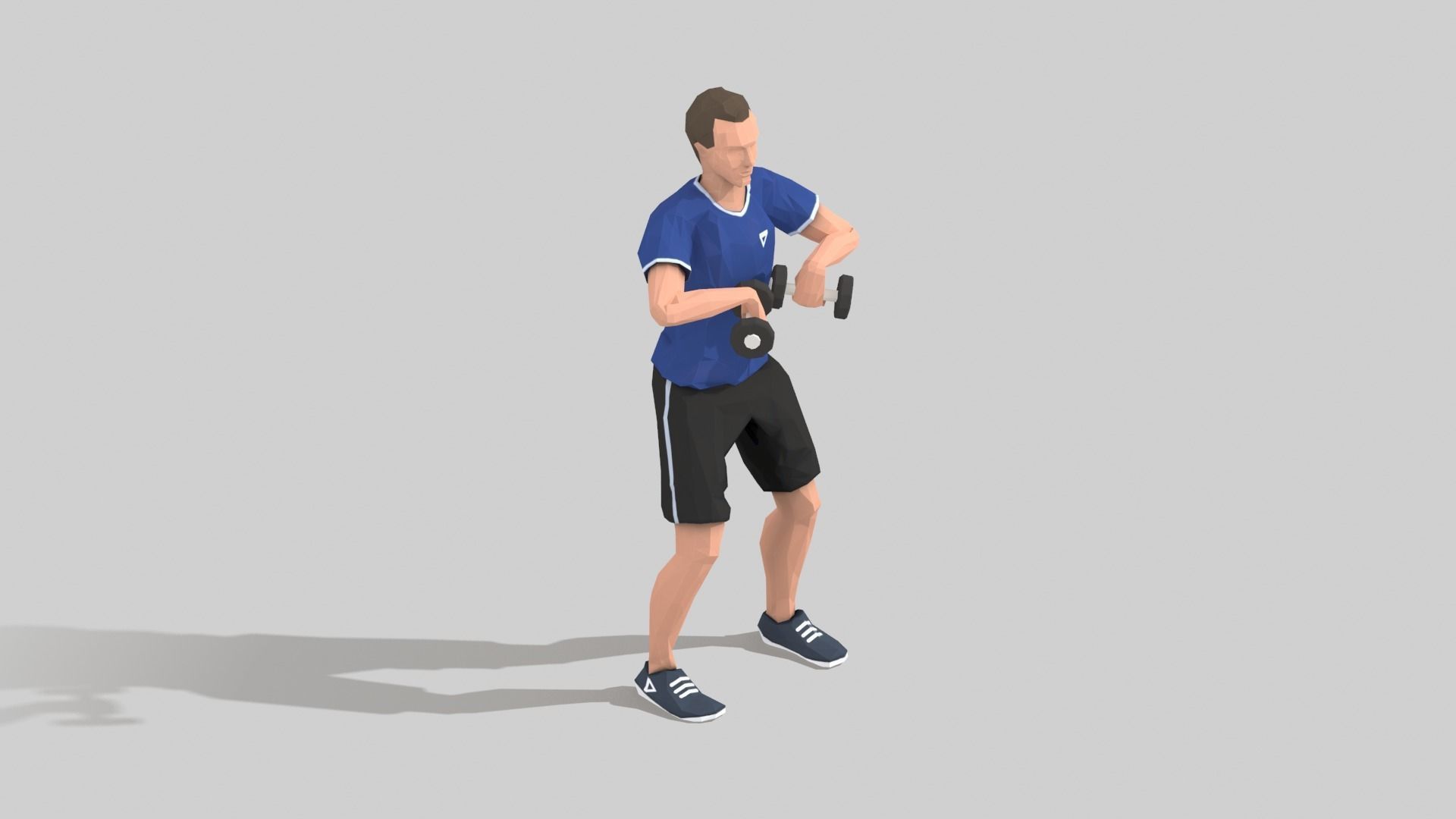 Squats weight  Exercise Man Animation Low-poly 3D model_5