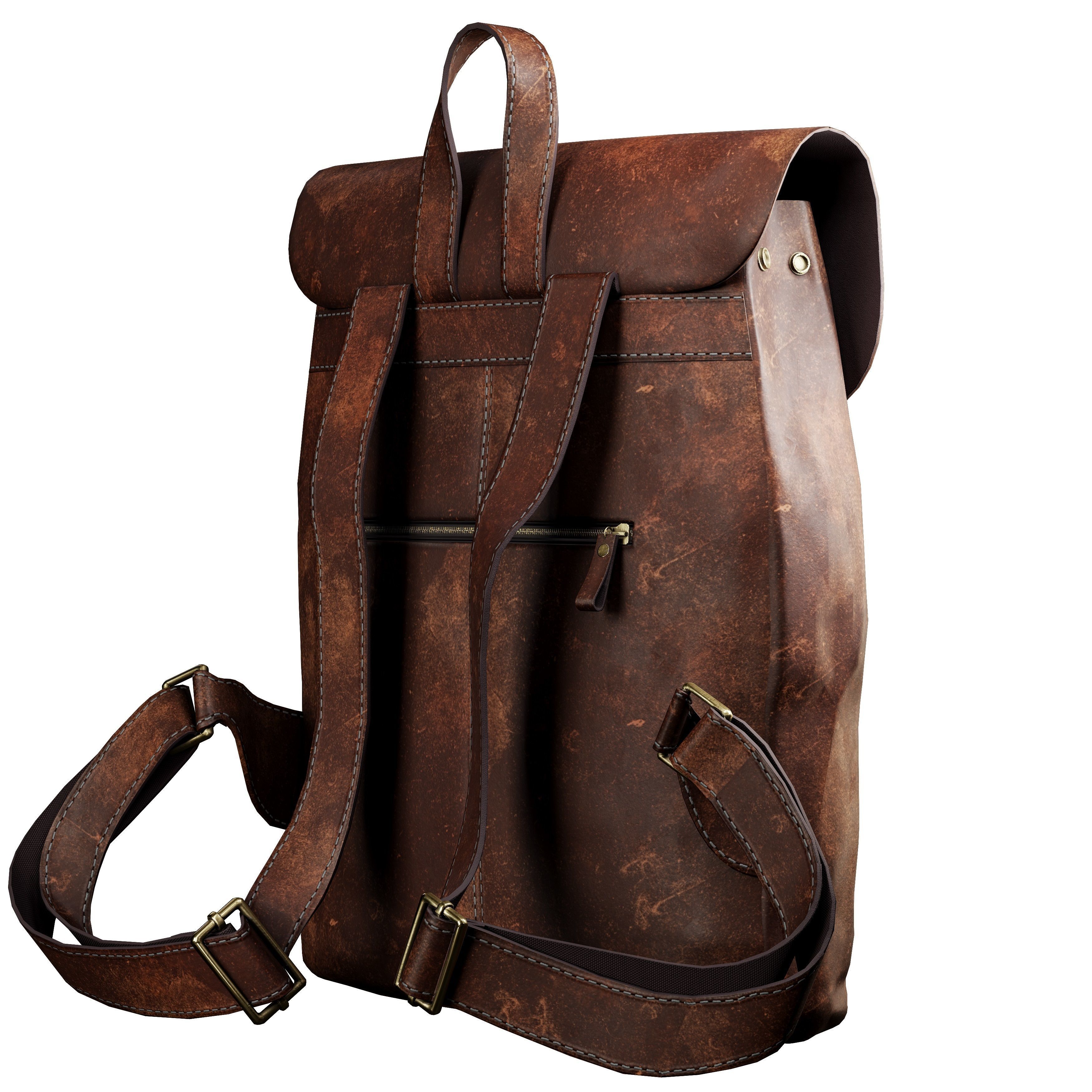 brown leather bag - Smart Material Low-poly 3D model_5