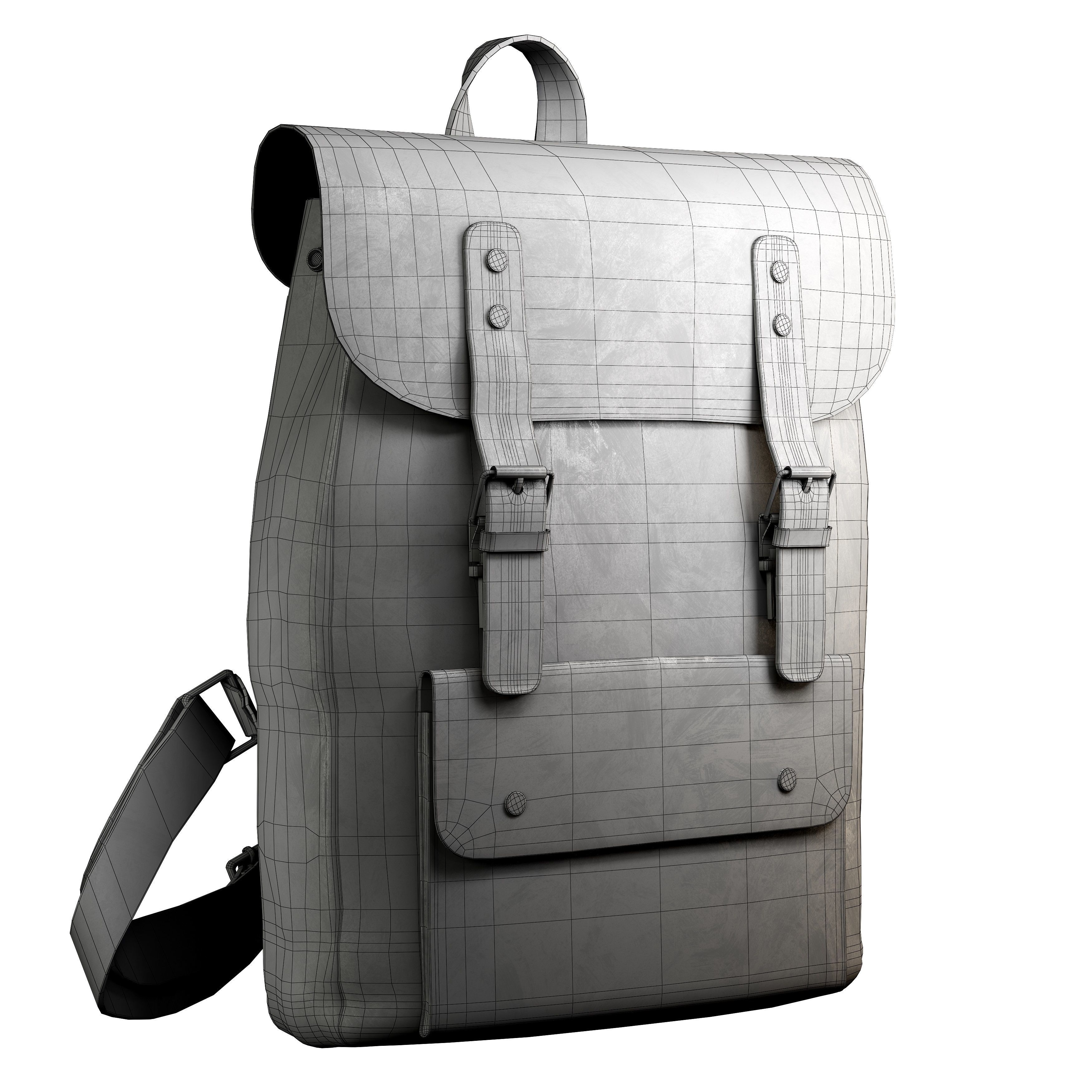 brown leather bag - Smart Material Low-poly 3D model_8