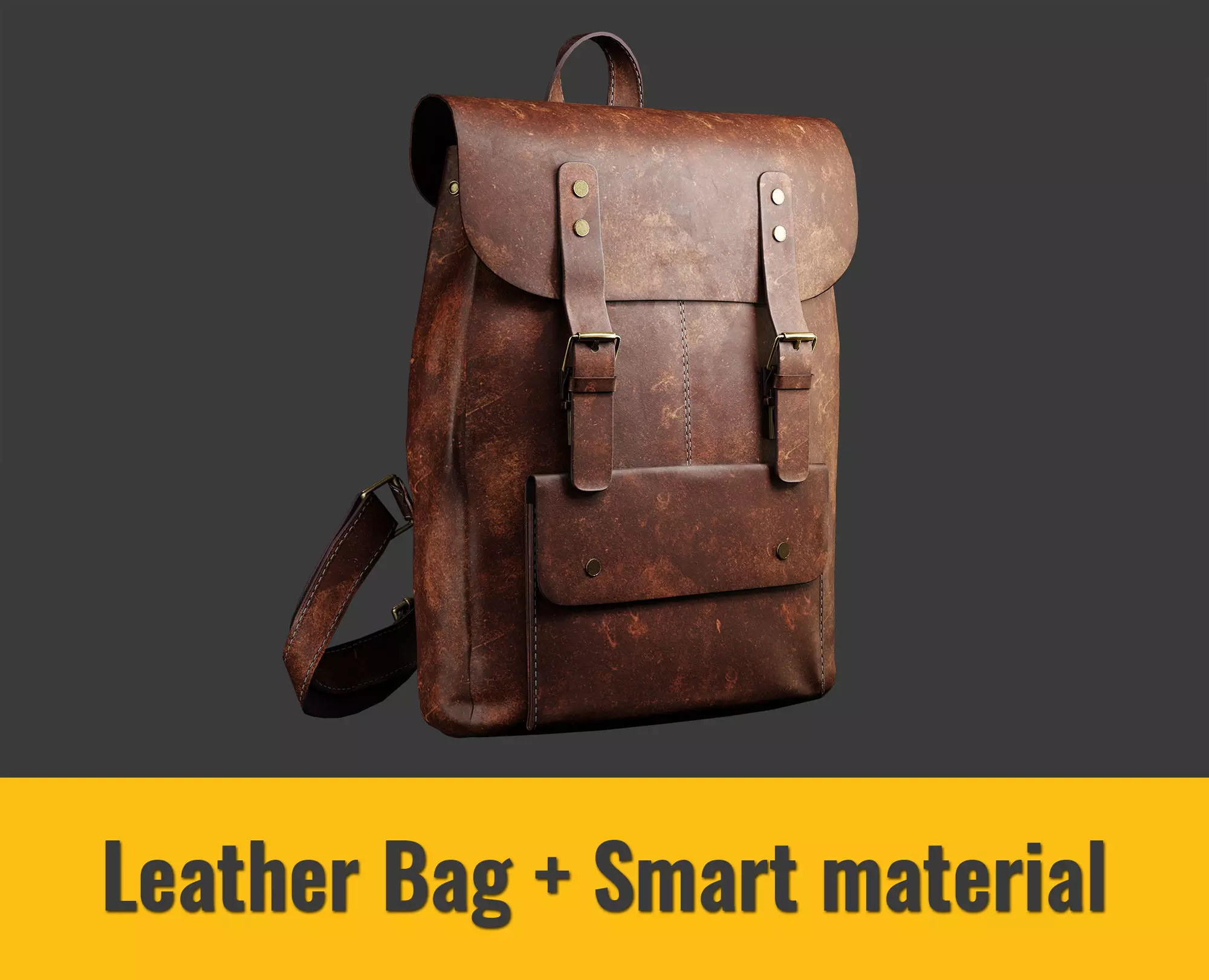 brown leather bag - Smart Material Low-poly 3D model_0