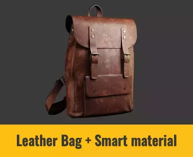 brown leather bag - Smart Material Low-poly 3D model
