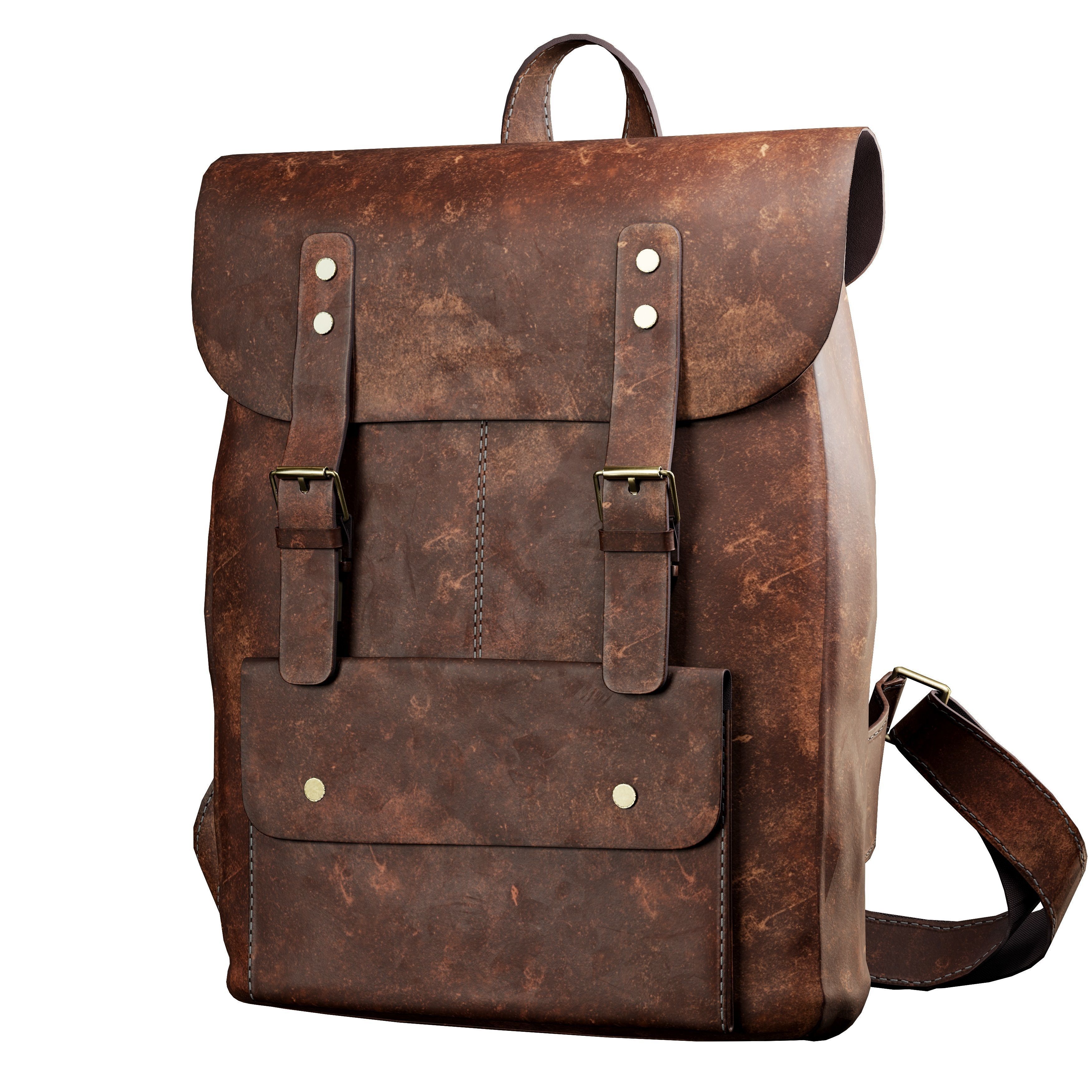 brown leather bag - Smart Material Low-poly 3D model_4