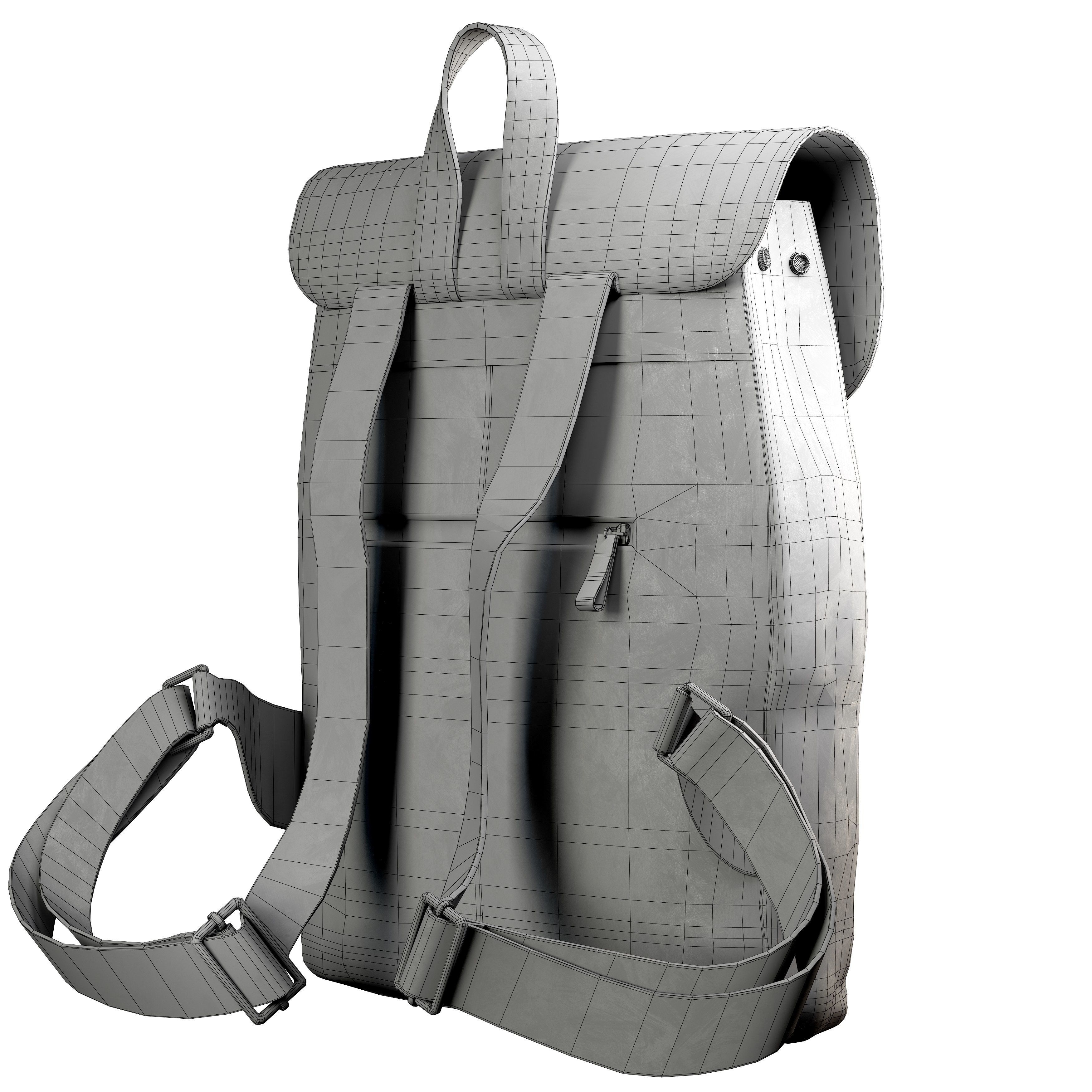 brown leather bag - Smart Material Low-poly 3D model_9