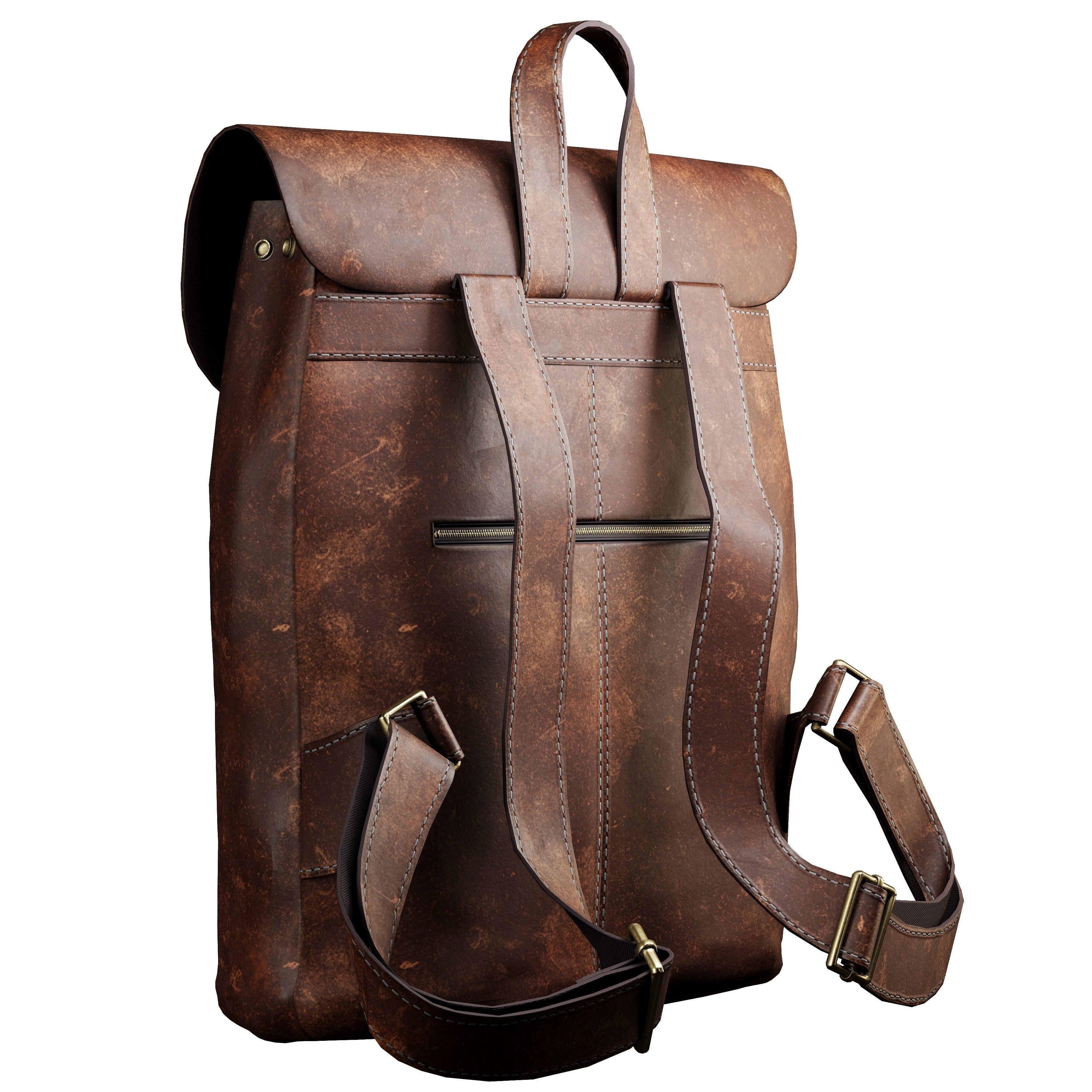 brown leather bag - Smart Material Low-poly 3D model_1