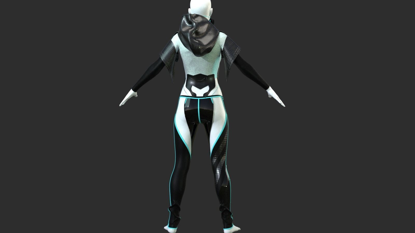 Cyberpunk suite and mask set 3D model_6