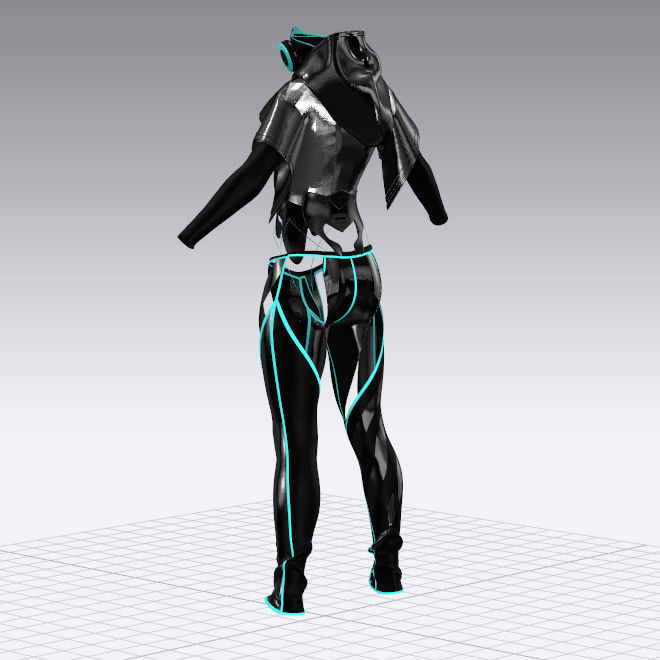Cyberpunk suite and mask set 3D model_8