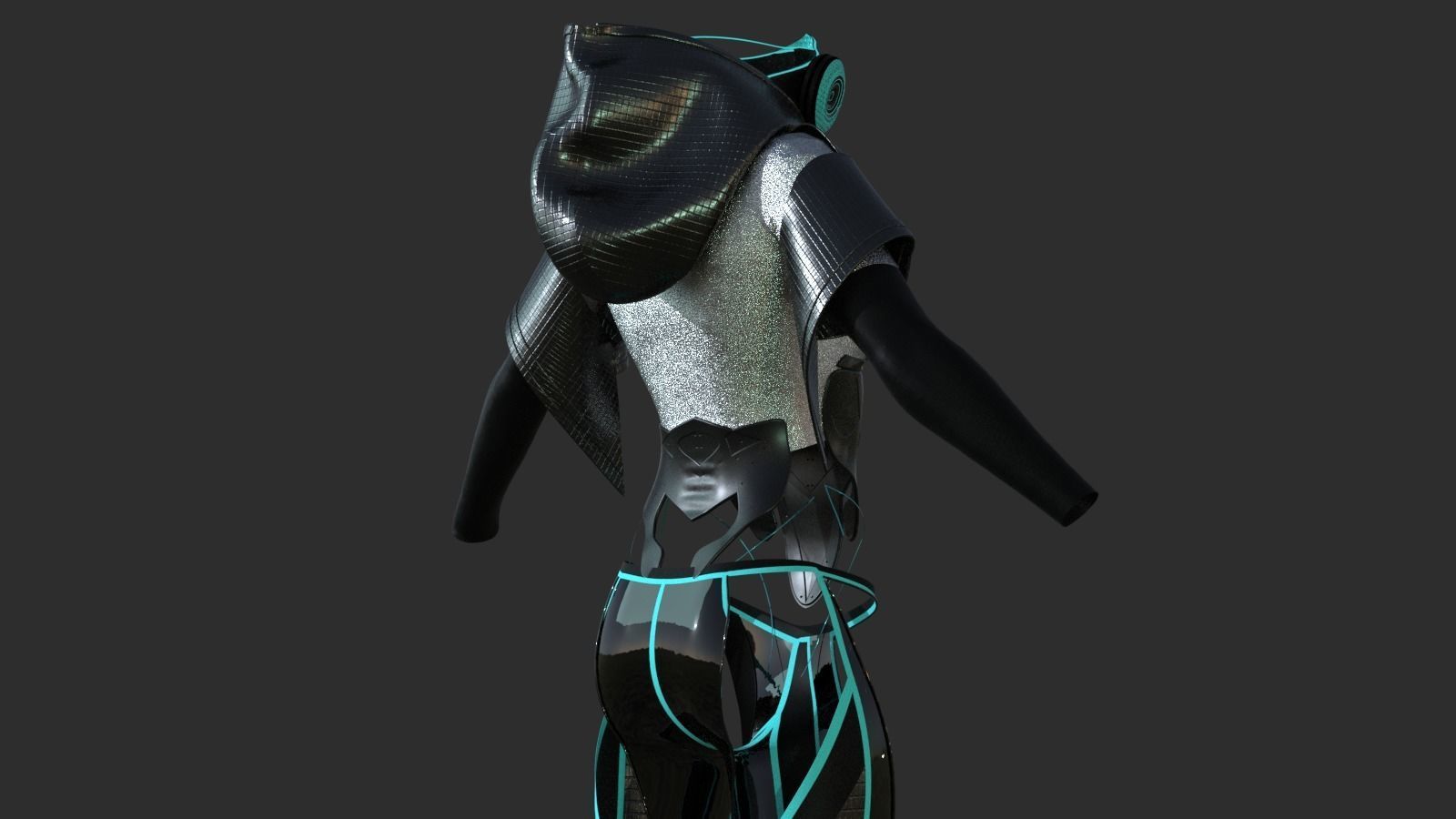 Cyberpunk suite and mask set 3D model_1