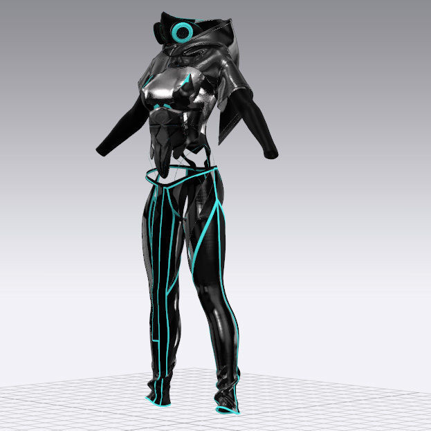 Cyberpunk suite and mask set 3D model_7