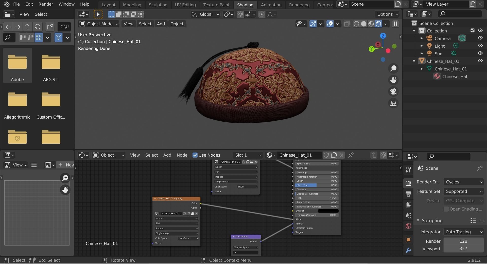 Chinese Hat-01 Low-poly 3D model_6