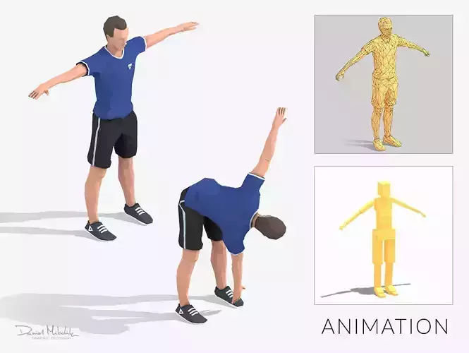 Twist Slope  Exercise Man Animation Low-poly 3D model