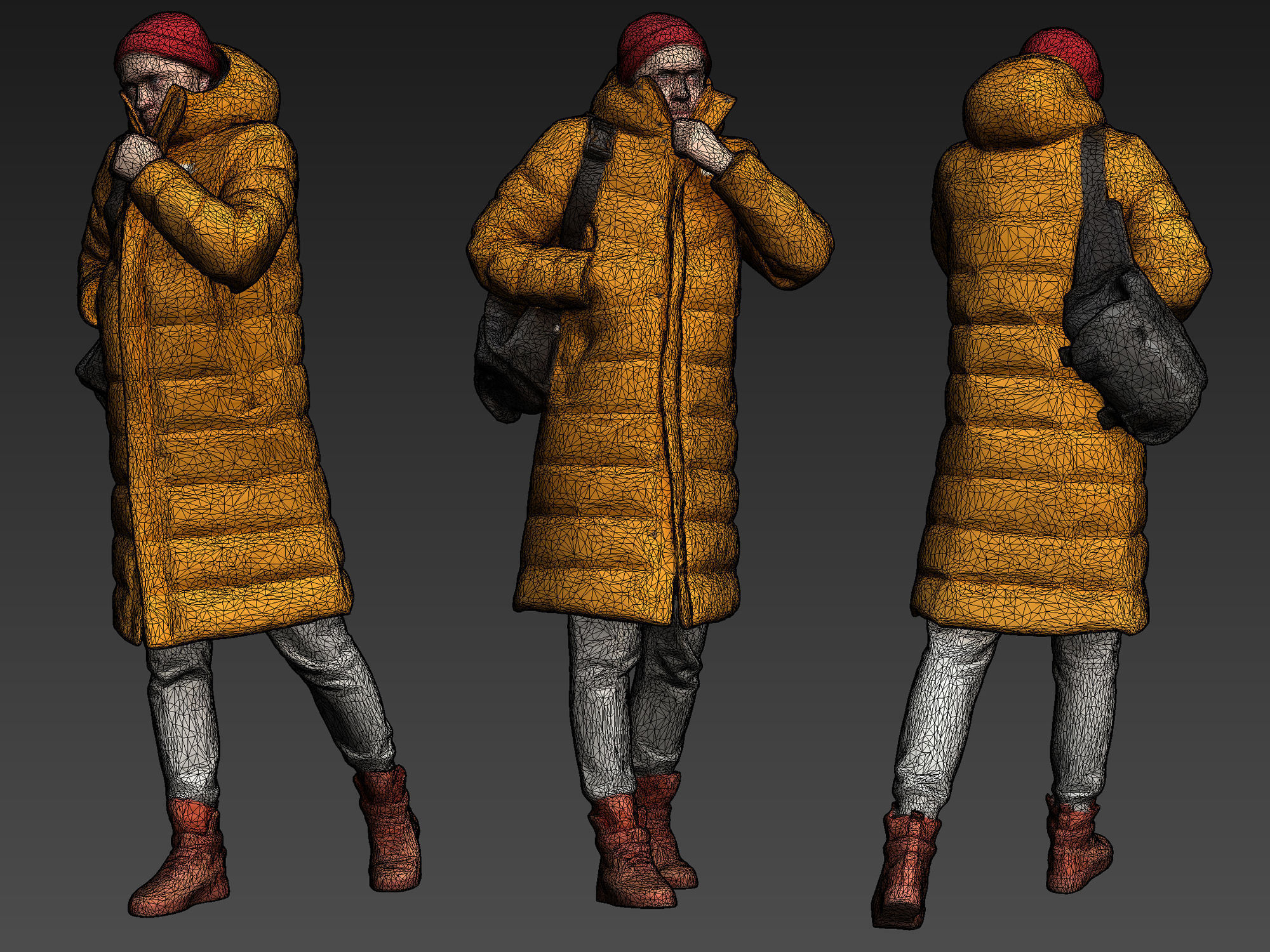Stylized Man walking in yellow jacket 3D model_3