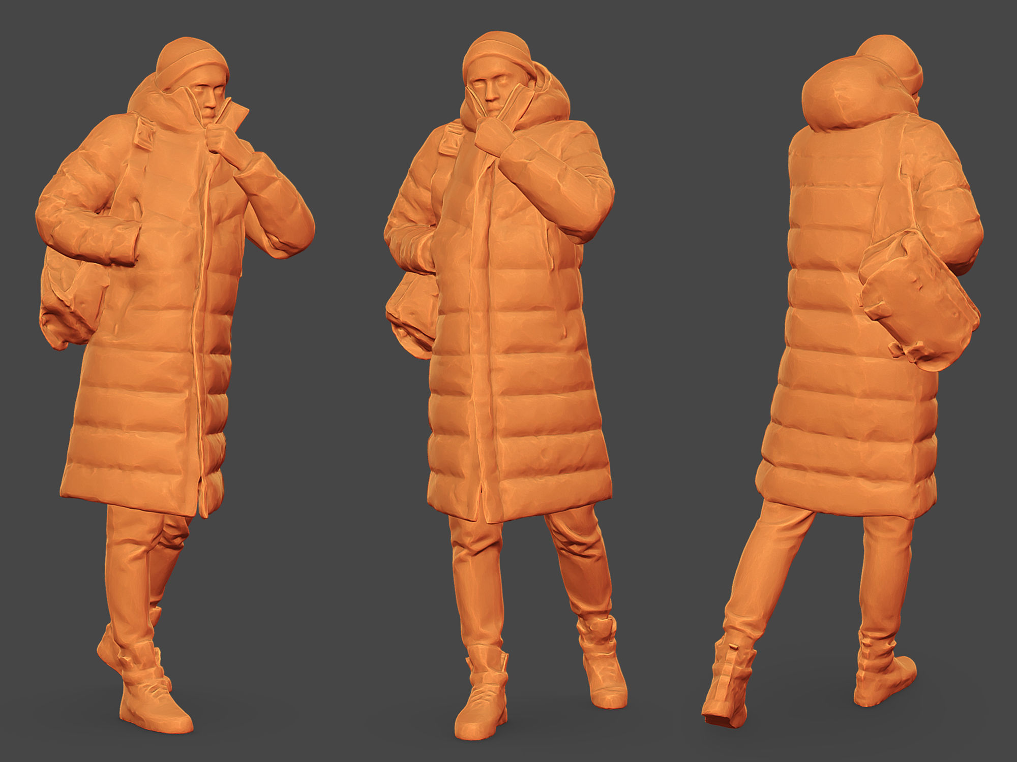 Stylized Man walking in yellow jacket 3D model_2