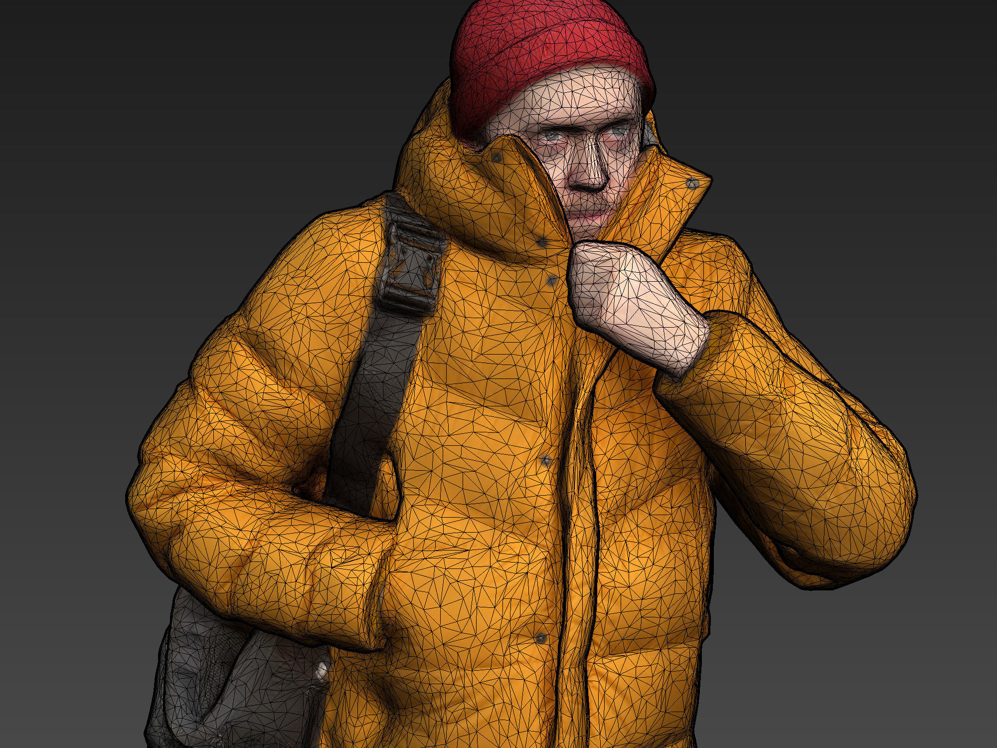 Stylized Man walking in yellow jacket 3D model_4
