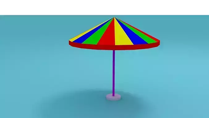 low poly Umbrella beach