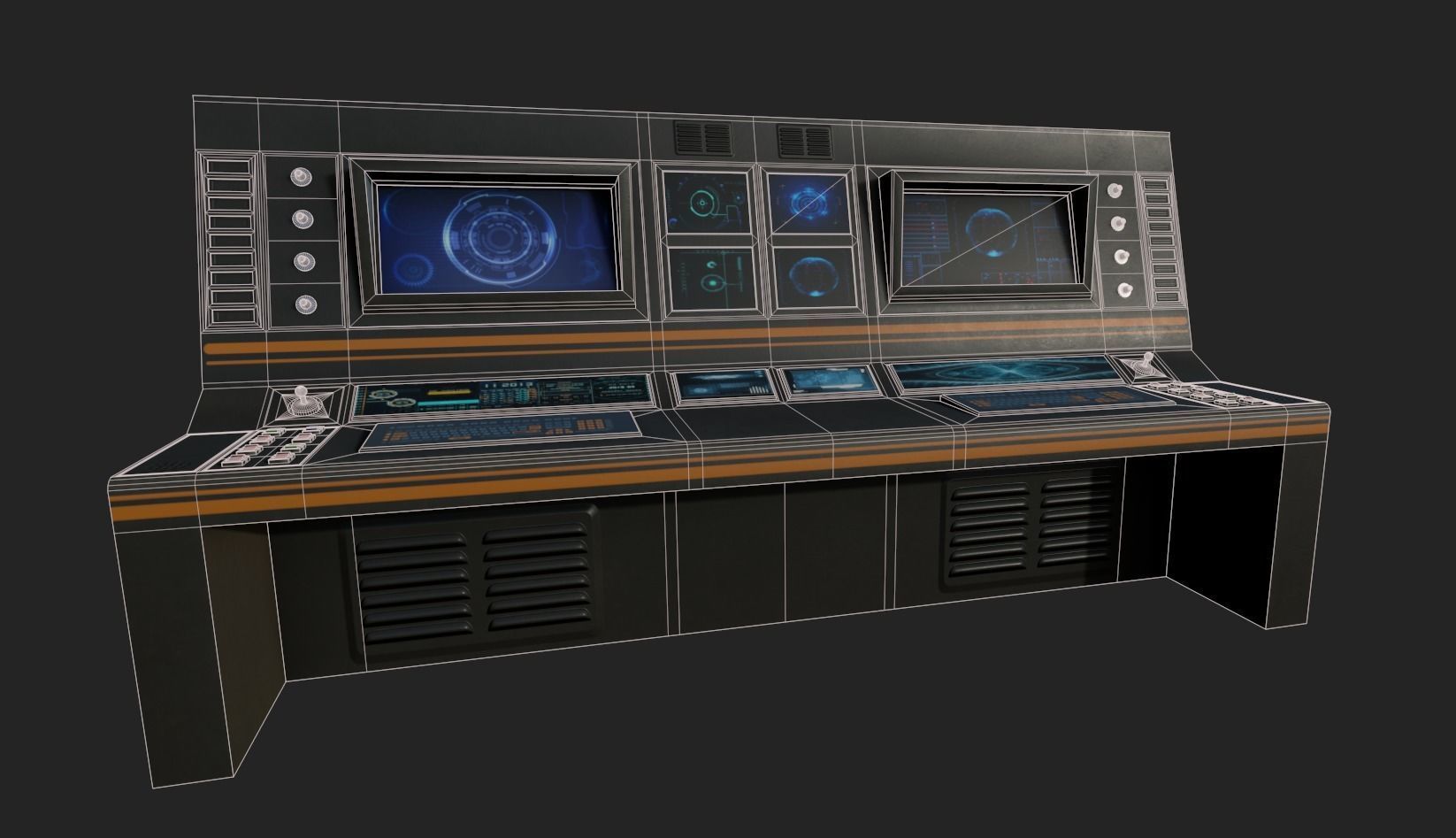 SciFi Terminal Low-poly 3D model_3