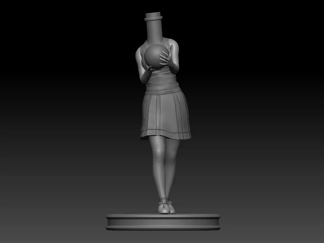 3D Printable Bowling Player Woman Bubble Head 3D print model_0