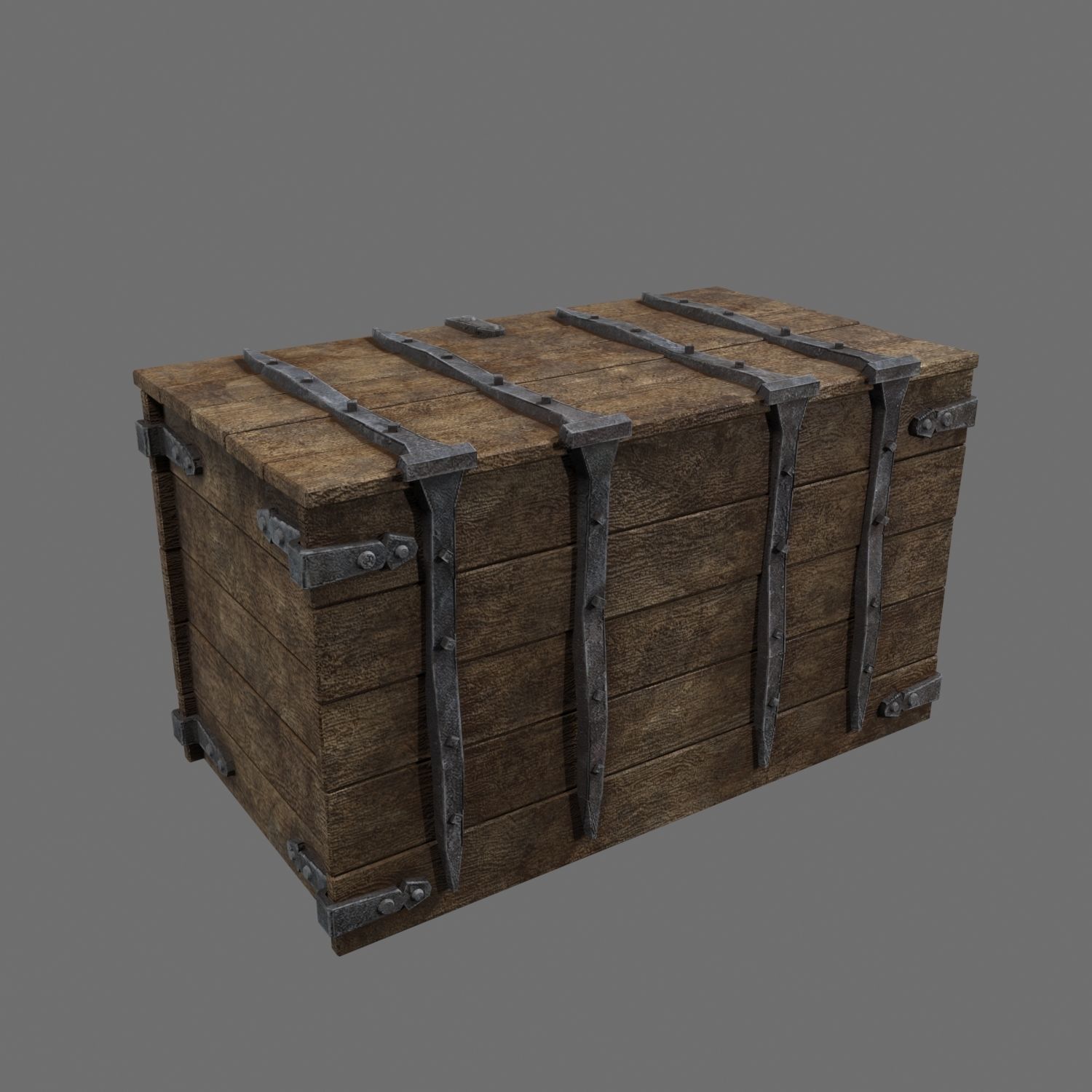 medieval Chest Low-poly 3D model_3