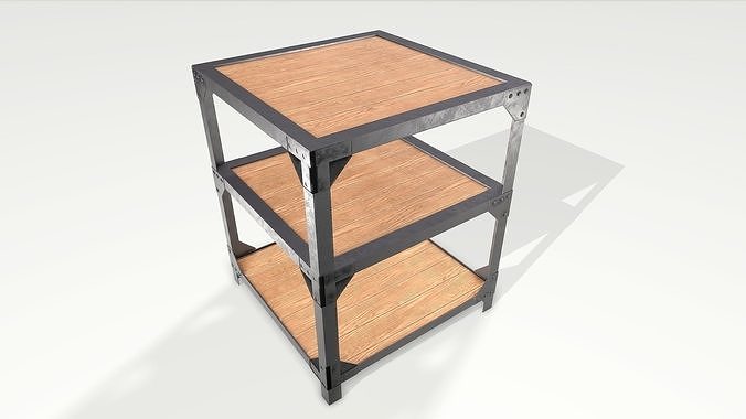 Metallic PBR Table Low-poly 3D model