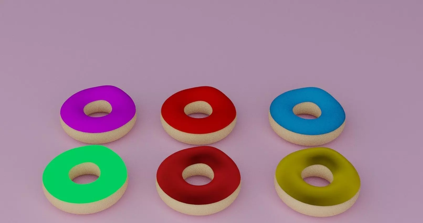 6 3D model Donuts set of colorful 3D model_0