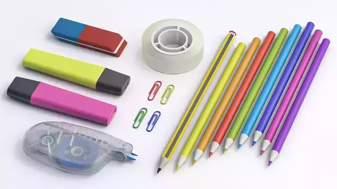 Low poly office supplies