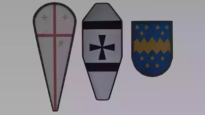 Wankel  Coffin  Kite medieval shields Free low-poly 3D model