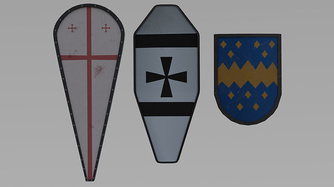 Wankel  Coffin  Kite medieval shields Free low-poly 3D model