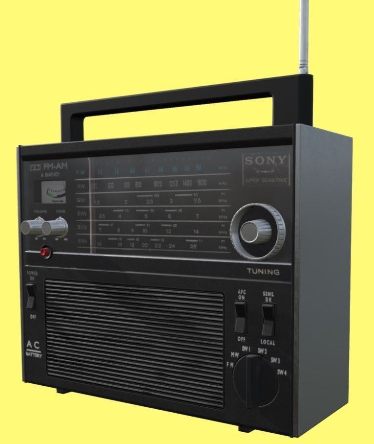 Retro radio Sony TFM-2000F Low-poly 3D model_3