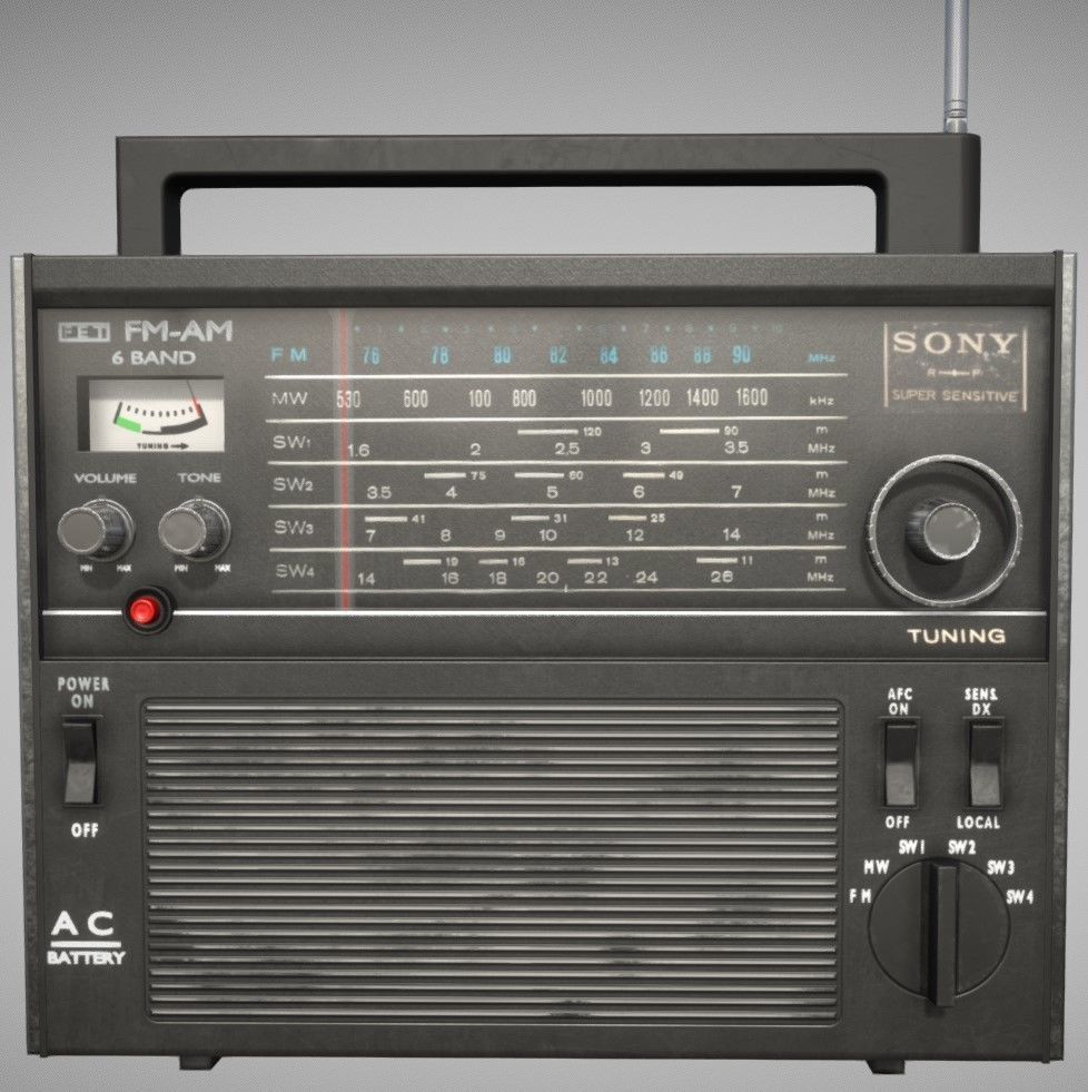 Retro radio Sony TFM-2000F Low-poly 3D model_1