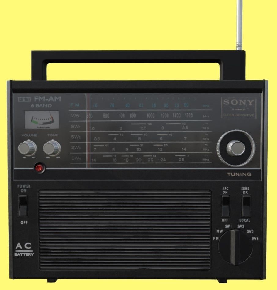 Retro radio Sony TFM-2000F Low-poly 3D model_4