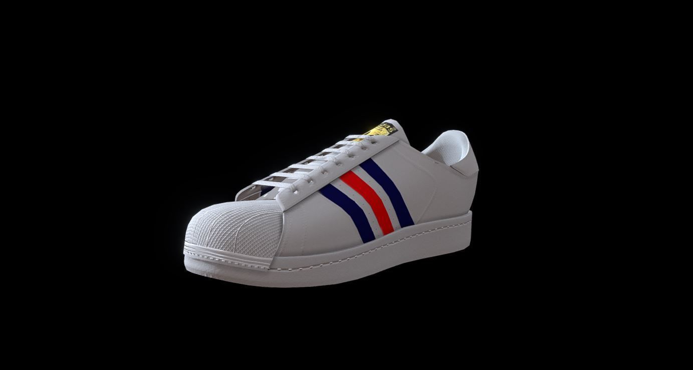 adidas superstar shoes  Low-poly 3D model_1
