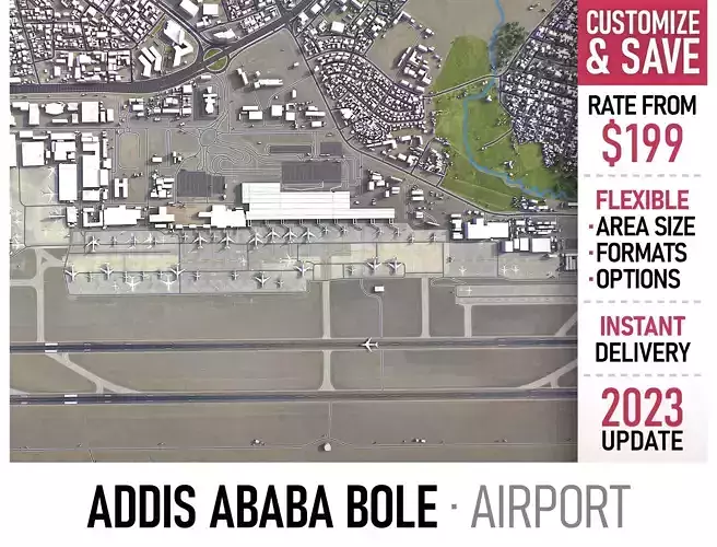 Addis Ababa Bole - 3D Airport Model Low-poly 3D model