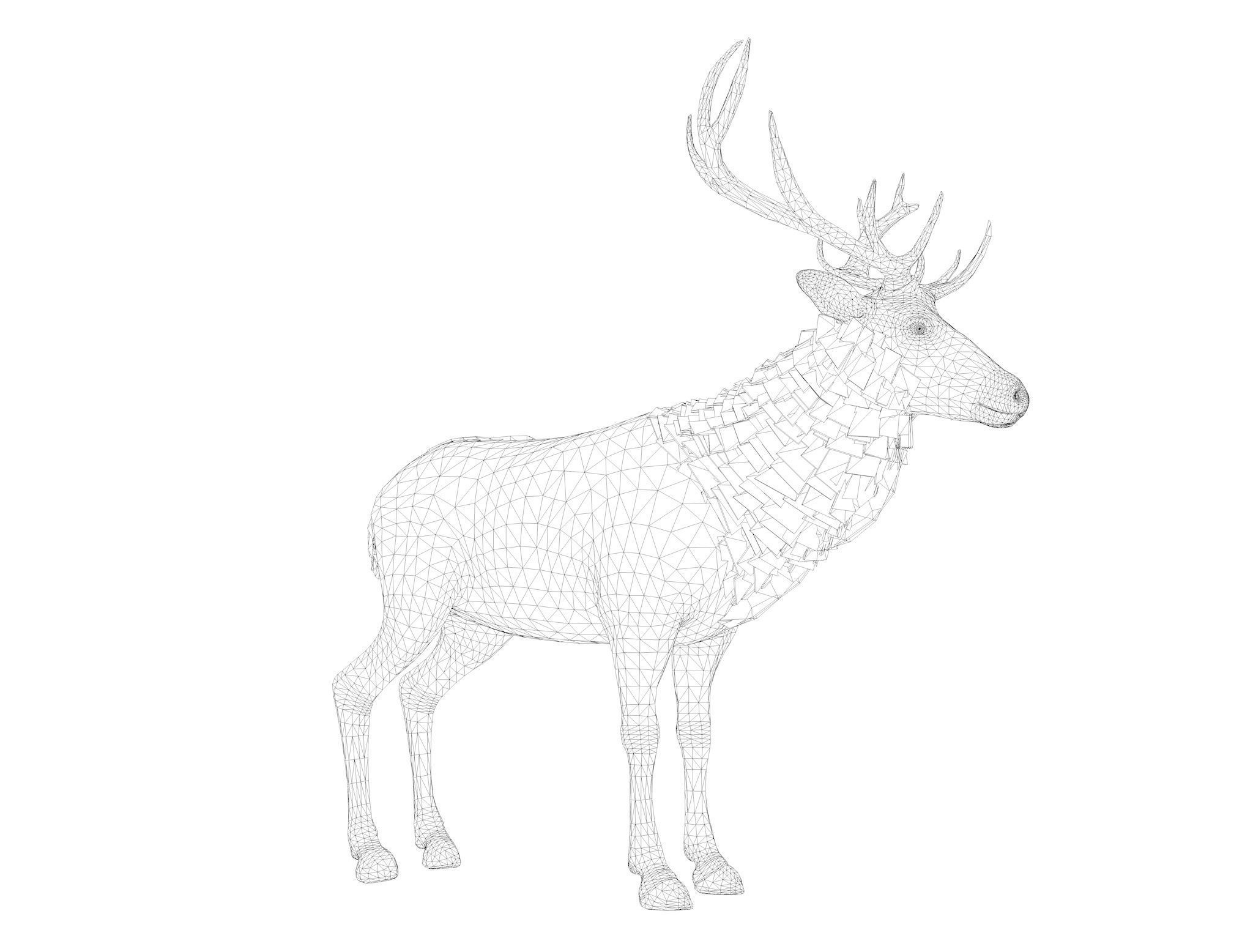 Deer stag Low-poly 3D model_9
