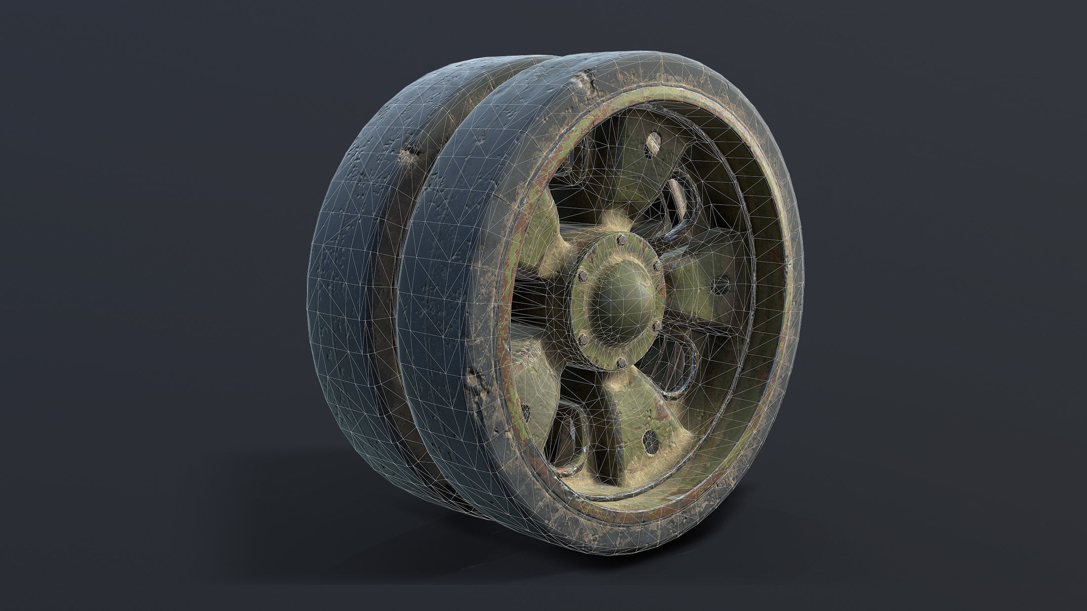 T-55 Tank Wheels Set Low-poly 3D model_4