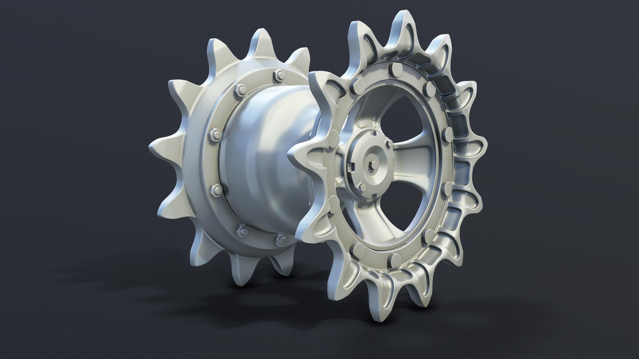 T-55 Tank Wheels Set Low-poly 3D model_15